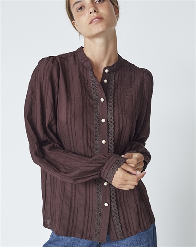 Co'Couture - Kesi CC Lace Skjorte - Dark Brown